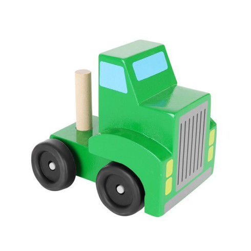 Drevený ťahač s návesom na prepravu áut - 32 cm