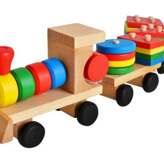 Drevený vláčik s tvarmi pre deti