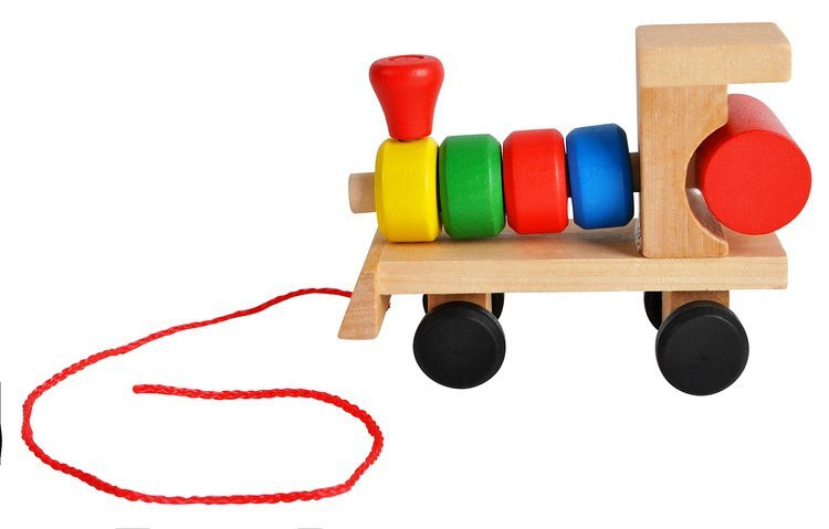 Dřevěný vláček s tvary pro děti