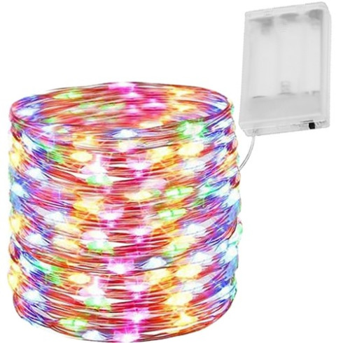 Bateriový světelný řetěz LED 100 LED, 10 m - barevný