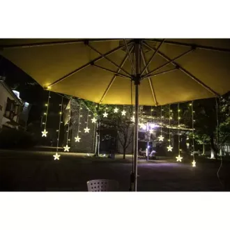 LED svetelný záves Hviezdičky 136 LED USB - teplá biela 