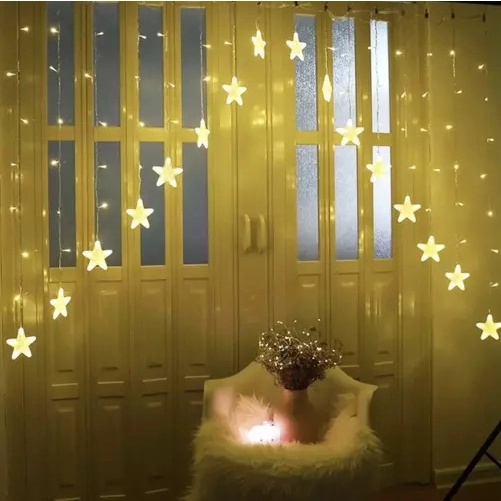 LED světelný závěs hvězdičky 136 LED USB - teplá bílá 