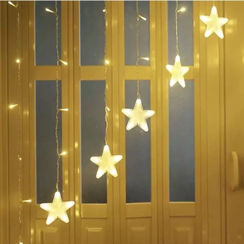 LED světelný závěs hvězdičky 136 LED USB - teplá bílá 