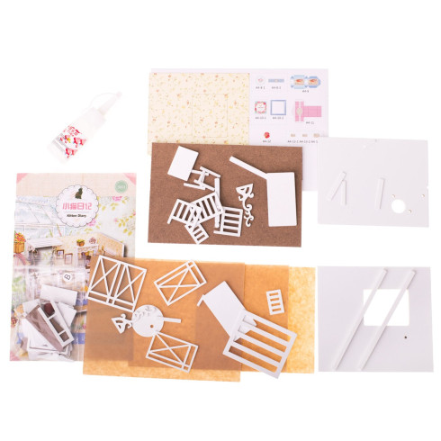 Retro dřevěný domeček pro panenky s LED osvětlením