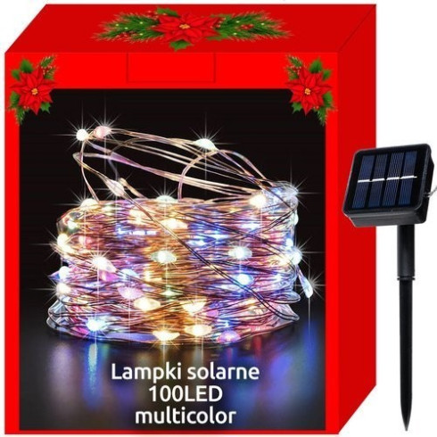 Solárna LED svetelná reťaz - 100 LED, farebná