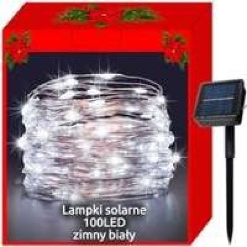 Solární LED světelný řetěz - 100 LED, studený bílý