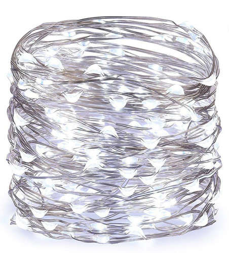 Svetelná reťaz 300 LED s diaľkovým ovládaním, studená biela 30m