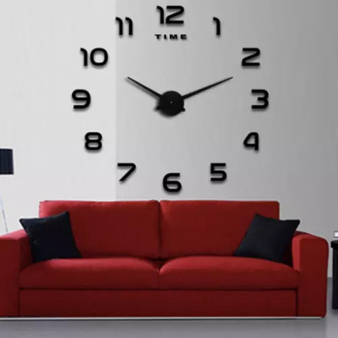 Dizajnové 3D nalepovacie hodiny 130 cm - čierne Dizajnové 3D nalepovacie hodiny 130 cm - čierne