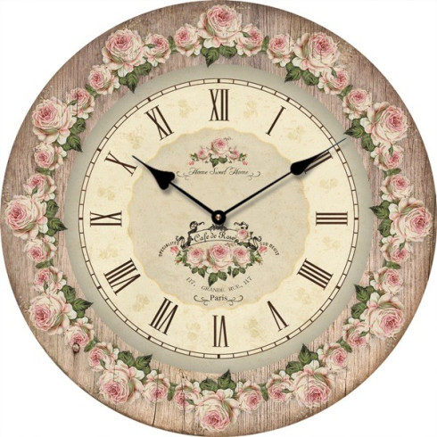 Drevené hodiny Cafe de Rose 29 cm