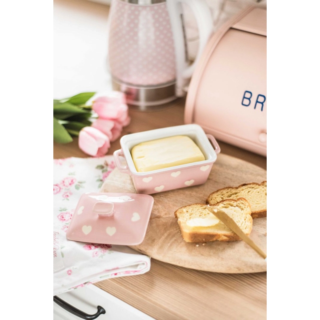 Keramická máselnička / zapékací miska s poklicí - růžová