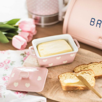 Keramická maselnička / zapekacia miska s pokrievkou - ružová