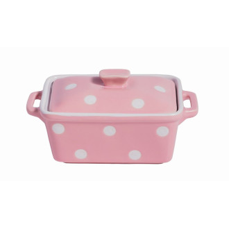 Keramická maselnička / zapekacia miska s pokrievkou - ružová