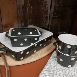 Keramická zapekacia miska s ušami 9 cm antracitová