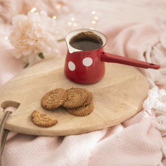 Plechový hrnček s rukoväťou 400 ml - červený