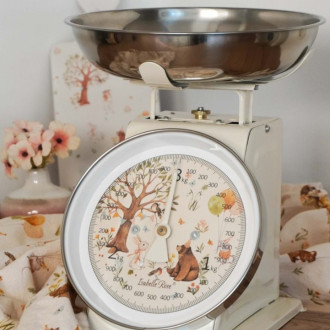 Retro kuchynská váha FOREST PARTY TREE - béžová