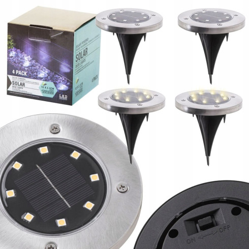 Solární LED lampy 4 ks, 8 LED diod