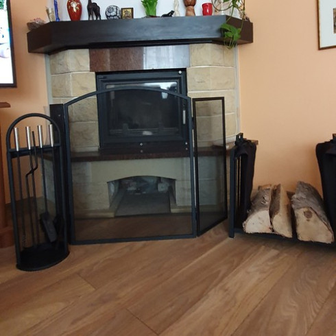 Stojan na dřevo ke krbu - černý