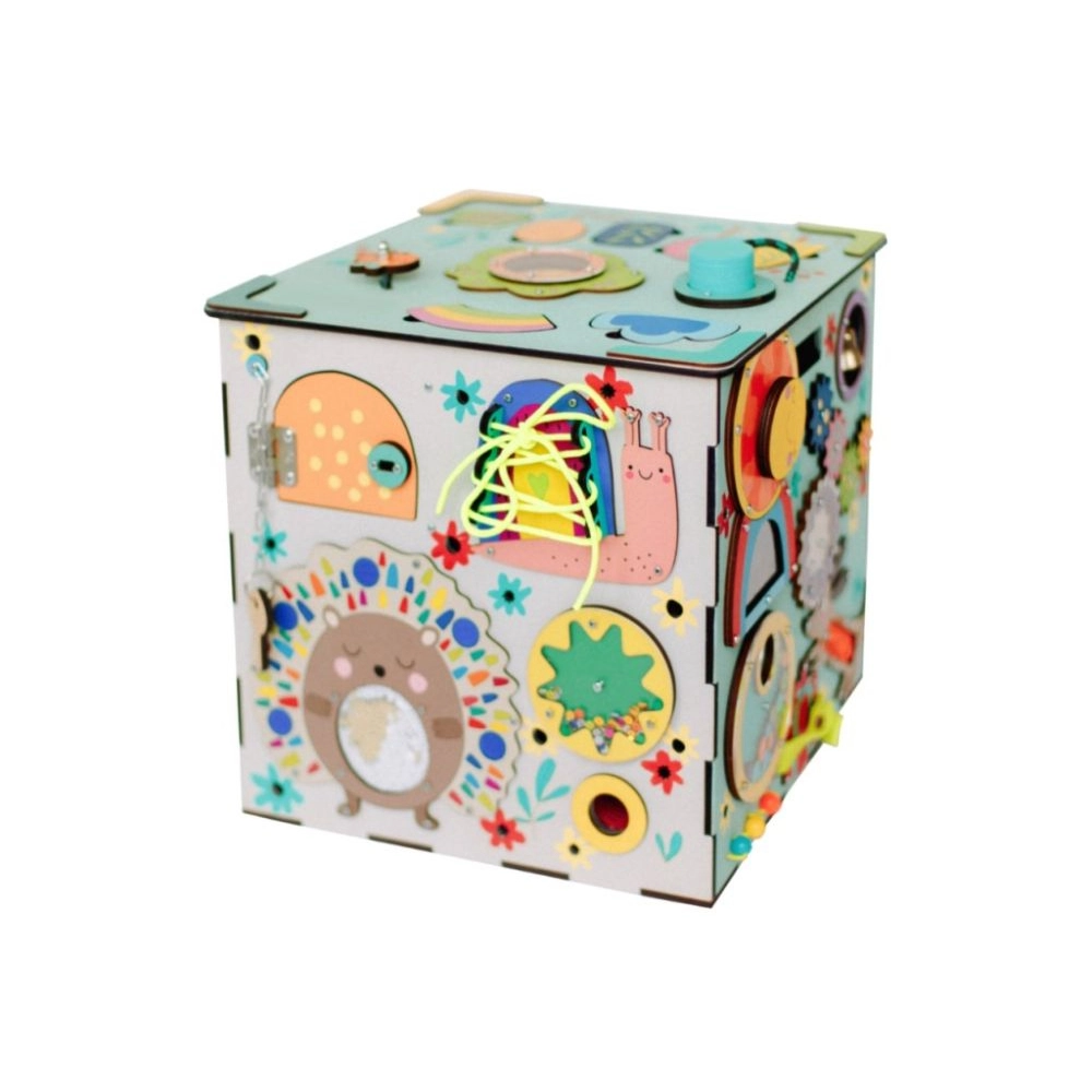 Activity board kocka XXL s LED - modrá