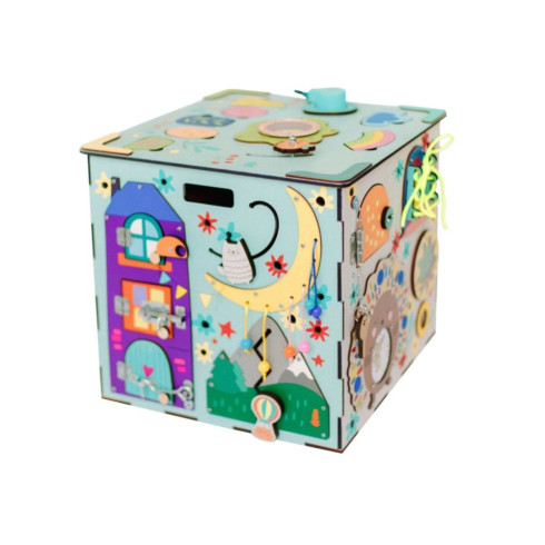 Activity board kostka XXL s LED - modrá