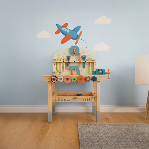 Detská drevená dieľňa s náradím 3 v 1