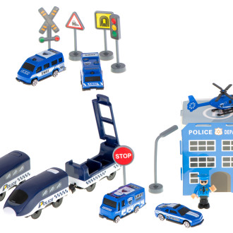 Detská vláčikodráha - policajné autá, 92 prvkov 300 cm