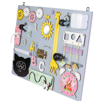 Drevená manipulačná doska  montessori - ružové hodiny 50 cm