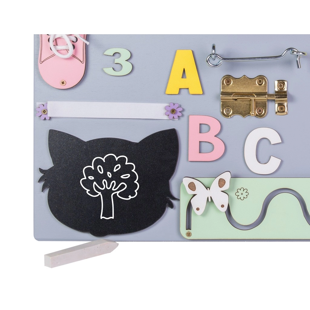 Dřevěná manipulační deska  montessori - růžové hodiny 50 cm