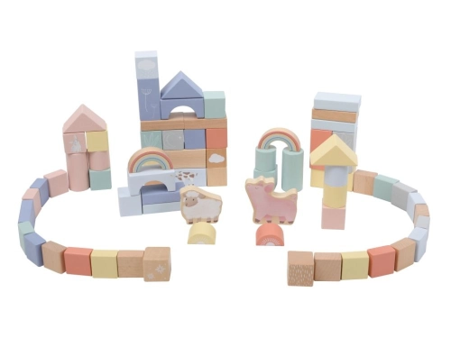 Drevené stavebné kocky pre deti - Farma 70 ks