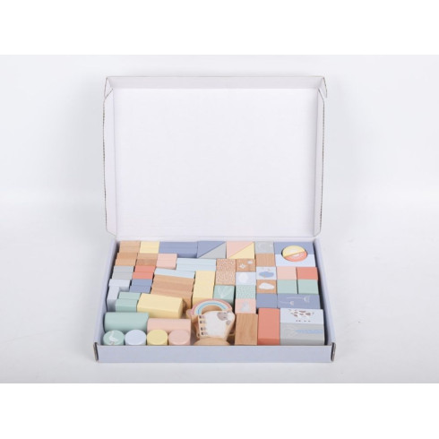 Drevené stavebné kocky pre deti - Farma 70 ks