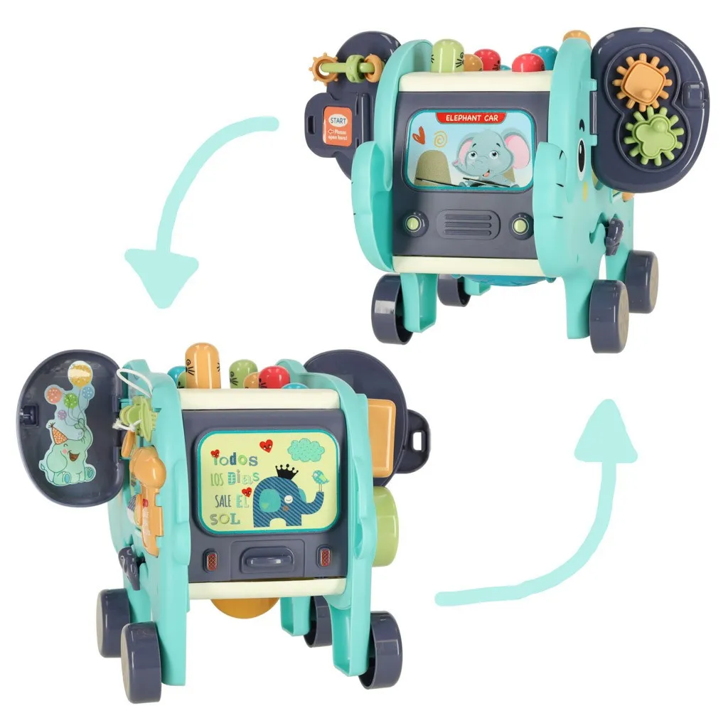 Interaktívny Montessori sloník - tiedič blokov, kladivo 26 cm