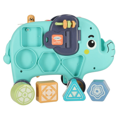 Interaktívny Montessori sloník - tiedič blokov, kladivo 26 cm
