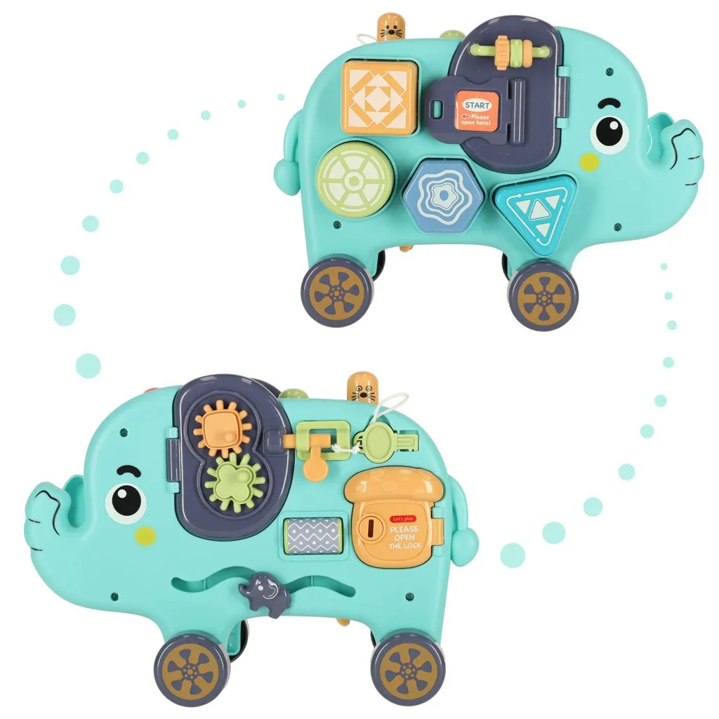 Interaktívny Montessori sloník - tiedič blokov, kladivo 26 cm