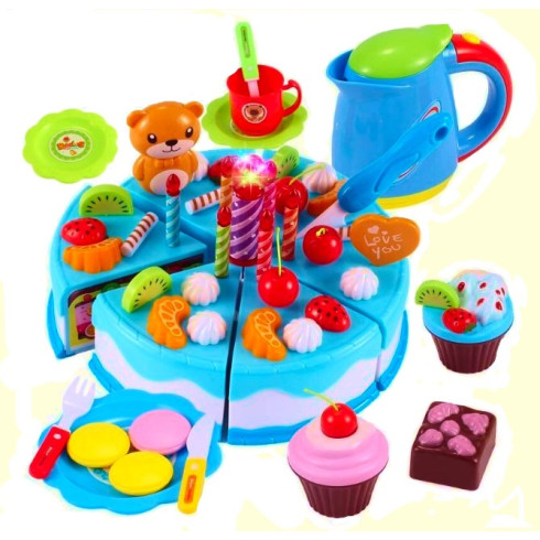 Sada na zdobení dortů pro děti - 80 ks, modrá barva