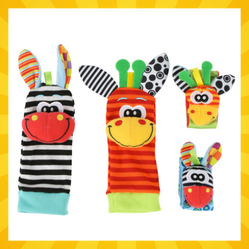 Senzorická chrastítka na ruce a nohy pro miminka, 4 ks