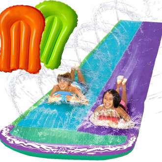 Vodná šmýkačka s fontánou dvojitá + 2 nafukovacie dosky