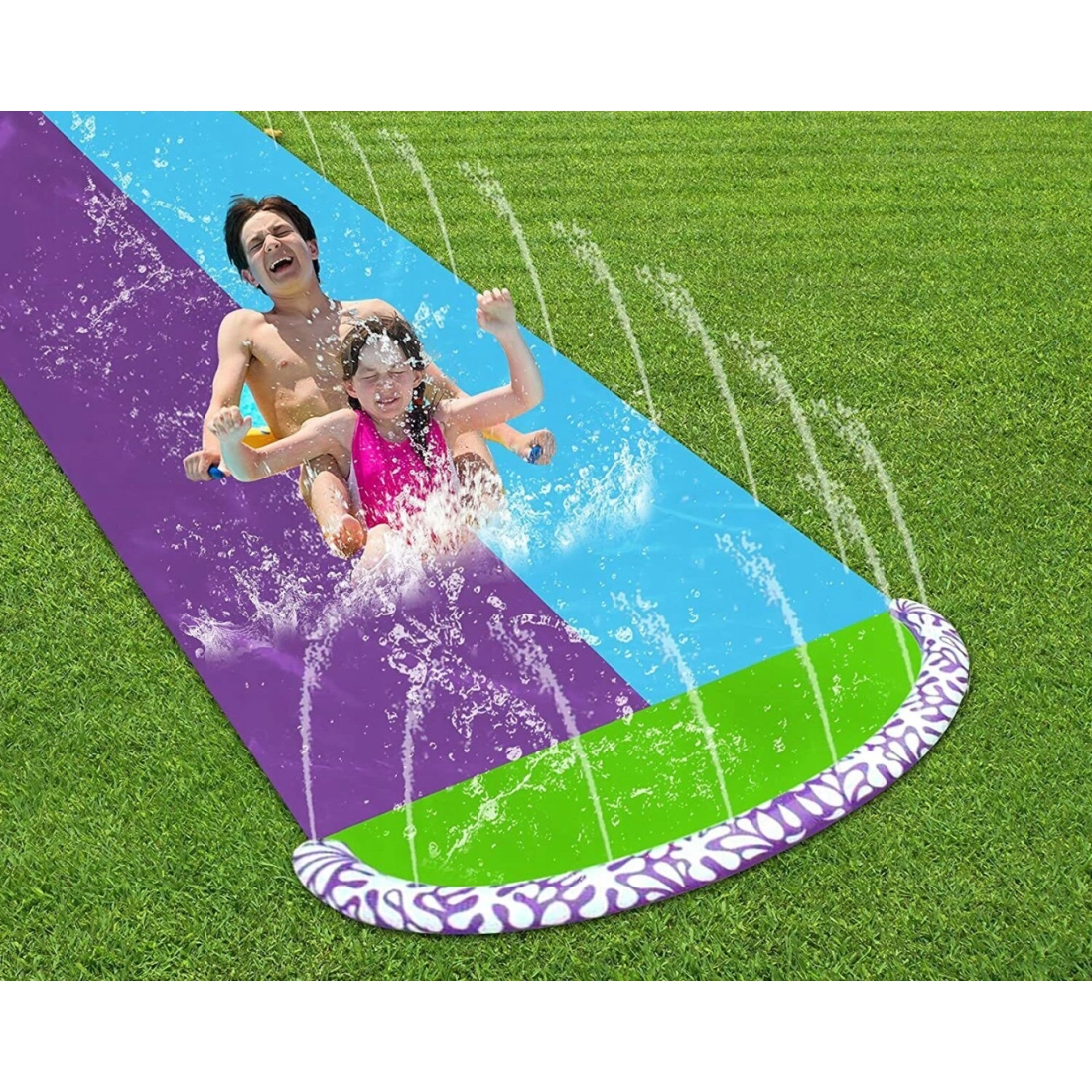 Vodná šmýkačka s fontánou dvojitá + 2 nafukovacie dosky