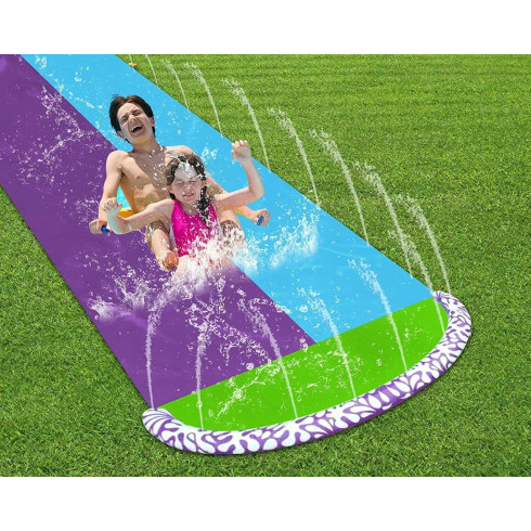 Vodní skluzavka s fontánou dvojitá + 2 nafukovací desky