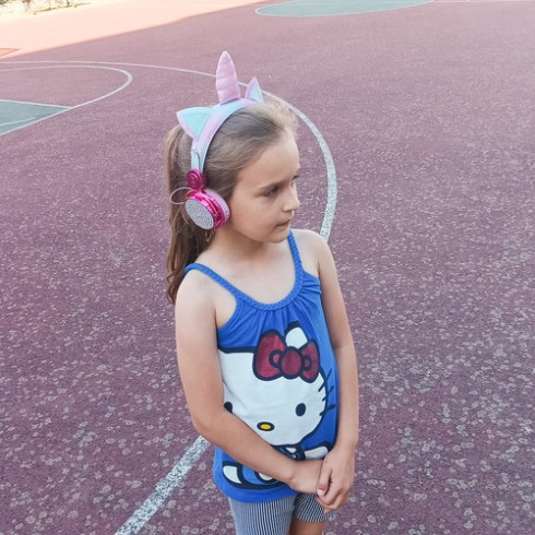 Bezdrôtové slúchadlá jednorožec pre deti - ružové