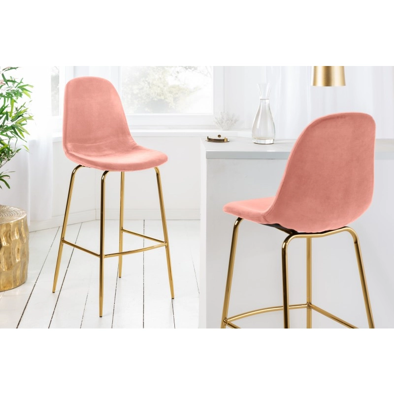 Designová barová židle Scandinavia altrosa Gold - starorůžová