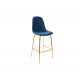 Designová barová židle Scandinavia Samt Gold - modrá