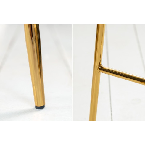 Dizajnová barová stolička Scandinavia Samt Gold -  modrá