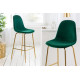 Dizajnová barová stolička Scandinavia Samt Gold - zelená