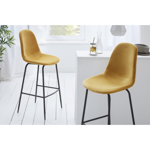 Designová barová židle Scandinavia Samt Gold - žlutá