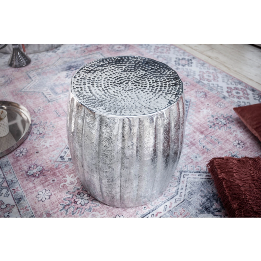 Designový odkládací stolek Marrakesch - 42 cm stříbrný