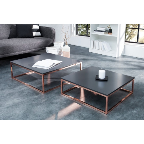 Konferenčný stolík Elements- set 2 ks - antracit, meď