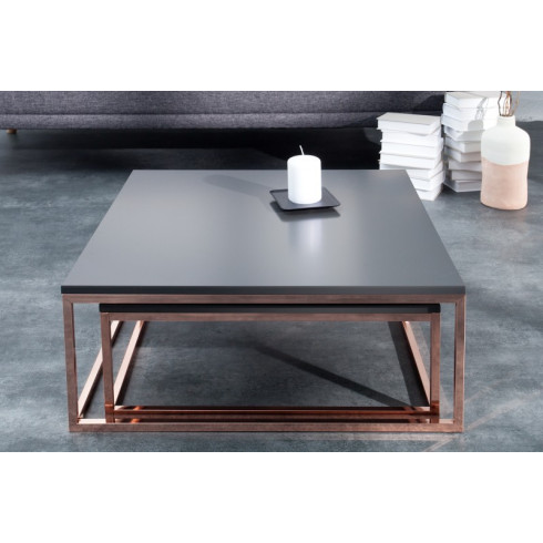 Konferenčný stolík Elements- set 2 ks - antracit, meď