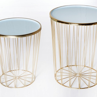 Odkladací stolík Storage Set 2 ks - tyrkysovo zlatý