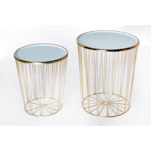 Odkládací stolek Storage Set 2 ks - tyrkysově zlatý
