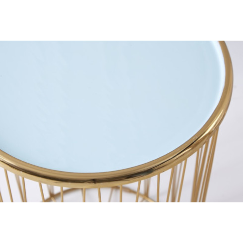 Odkládací stolek Storage Set 2 ks - tyrkysově zlatý