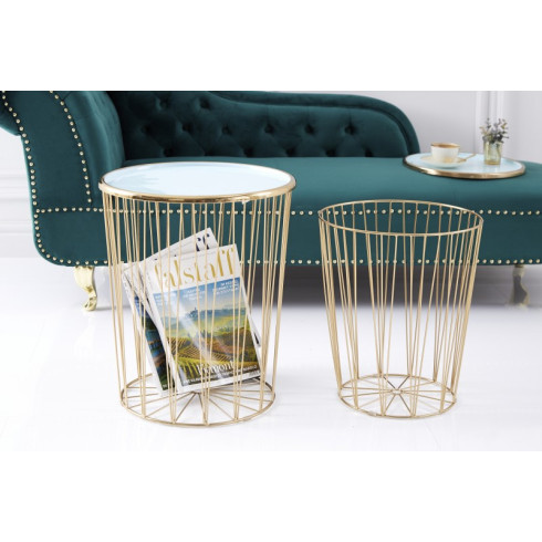 Odkládací stolek Storage Set 2 ks - tyrkysově zlatý